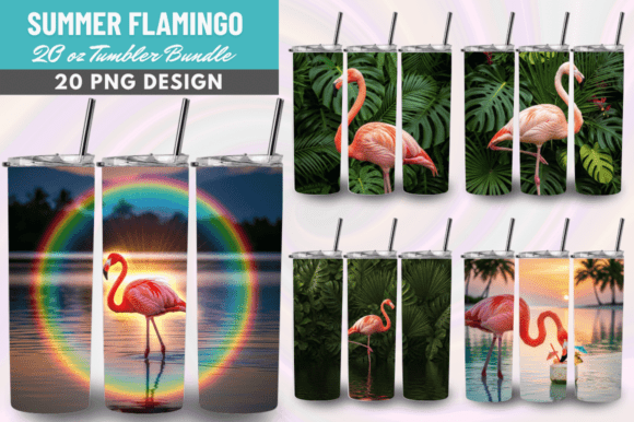 Download Summer Flamingo 20oz Skinny Tumbler Wrap - Skinny tumbler Collection