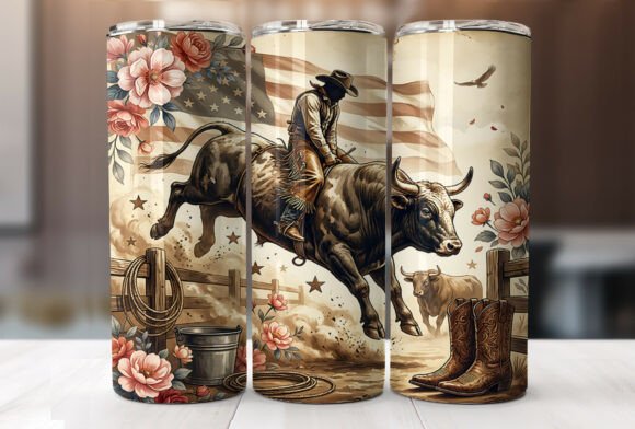 Download Bull Rider Americana 20oz Tumbler Wrap - 20oz tumbler wrap Collection