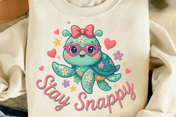 Download Stay Snappy Cute Turtle Floral Png - Premium Bundle