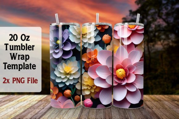Download Multicolor Flower 20oz Tumbler Wrap - 20oz tumbler wrap Collection