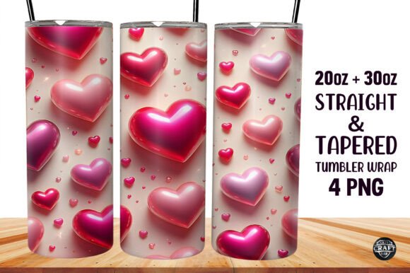 Download 3D Inflated Hearts 20oz Tumbler Wrap Sub - 20oz tumbler wrap Collection