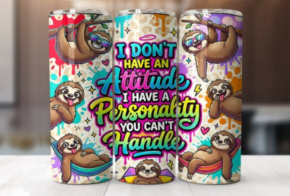 Download Funny Sloth Quote 20oz Tumbler Wrap PNG - Premium Resources