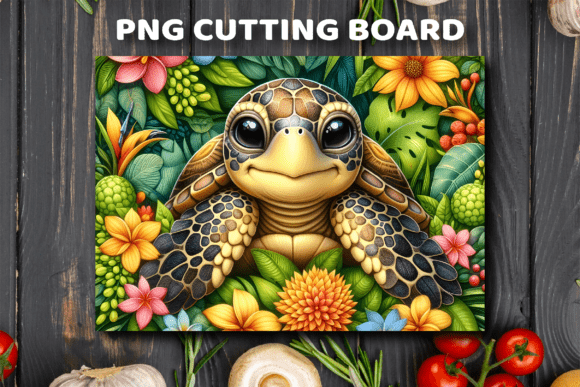Download Tropical Floral Turtle PNG Cutting Board - Floral turtle png Collection