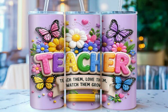 Download 3D Inflated Teacher 20oz Tumbler Wrap - 20oz tumbler wrap Collection