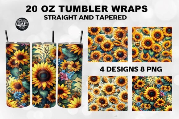Download Sunflowers Skinny 20oz Tumbler Wrap PNG - 20oz tumbler wrap Collection