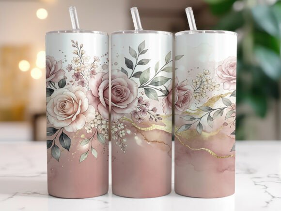 Download Blush Rose Gold Floral 20oz Tumbler Wrap - 20oz tumbler wrap Collection