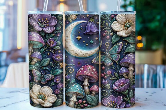 Download 3D Moon Mushroom 20oz Tumbler Wrap PNG - 20oz tumbler wrap Collection
